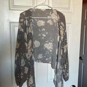 Gray floral lightweight cardigan